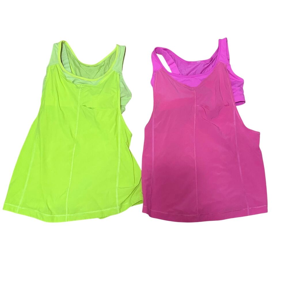 Set of 2 Lululemon old school bright colorful tank tops w built in bra sz 6
